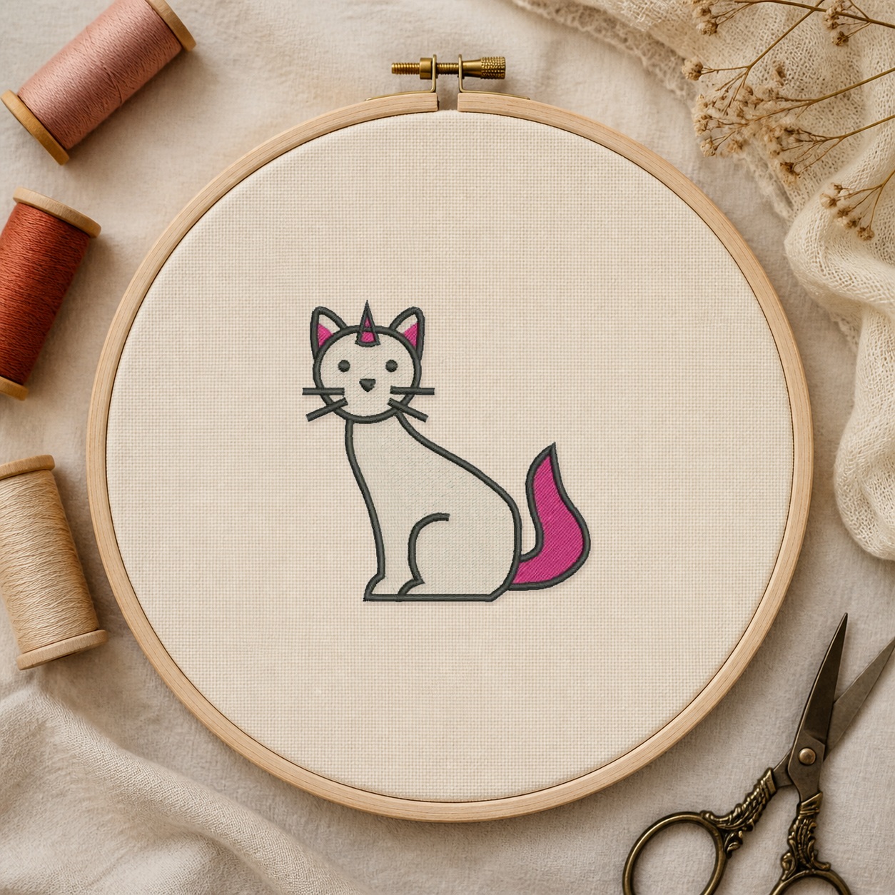 Matriz de Bordado Gato Unicornio - mockup 2